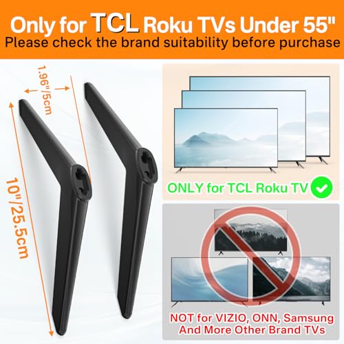 Chunxiao TV Base Stand Only for TCL TV Legs– Replacement TV Legs Compatible with TCL Roku Models 32S321, 40S325, 43S303, 50S425, 55S525 No Wall Drilling with Screw Kits Easy to Install, Not Universal Legs - Image 3