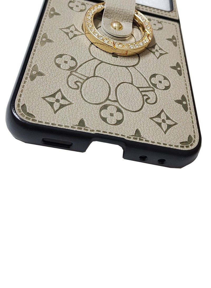 TEAM LUXURY Samsung Galaxy Z Flip 5 Phone Case Flip Cover With Anti-lose Ring Ultra-Thin Folding Protective Shockproof Protector With Comfortable Leather Hold For Samsung Galaxy Z Flip 5 5G - Image 3