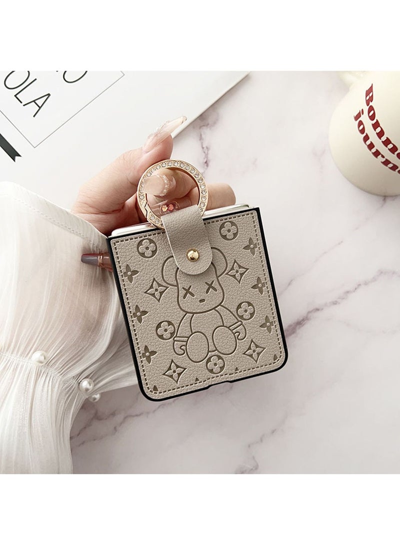 TEAM LUXURY Samsung Galaxy Z Flip 5 Phone Case Flip Cover With Anti-lose Ring Ultra-Thin Folding Protective Shockproof Protector With Comfortable Leather Hold For Samsung Galaxy Z Flip 5 5G - Image 2