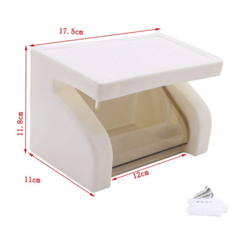 CoolBELL 1 Pc Plastic Toilet Paper Holder Tissue Roll Stand Box with Shelf Rack - White Color - Image 4