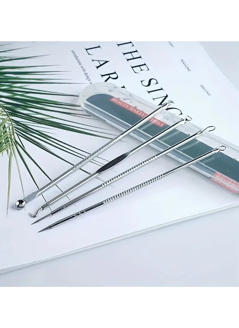 Goolsky 4Pcs Stainless Steel Acne Needle Blackhead Pimple Remover Tool Double Head Blackhead Extractor For Skin Blemishes Face Care  - Image 4