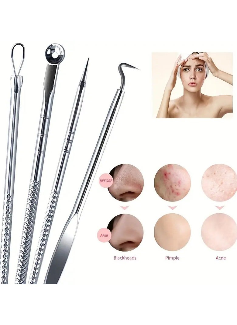 Goolsky 4Pcs Stainless Steel Acne Needle Blackhead Pimple Remover Tool Double Head Blackhead Extractor For Skin Blemishes Face Care  - Image 5