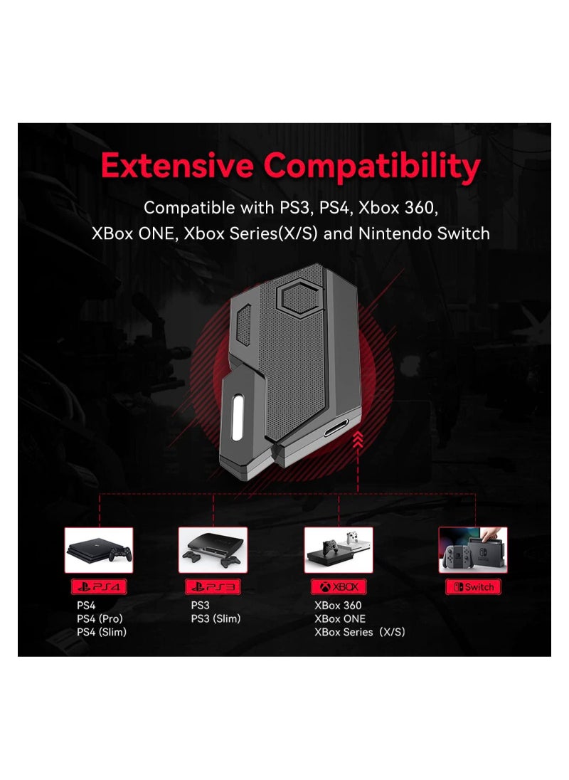 Universal Keyboard & Mouse Adapter for Console Gaming (2023) – Compatible with Nintendo Switch, Xbox One, PS4/PS3 | Perfect for FPS/TPS/RTS Games – Plug & Play Setup