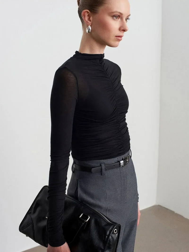 ديلفين DILVIN Slim Fit Long Sleeve Jersey Blouse