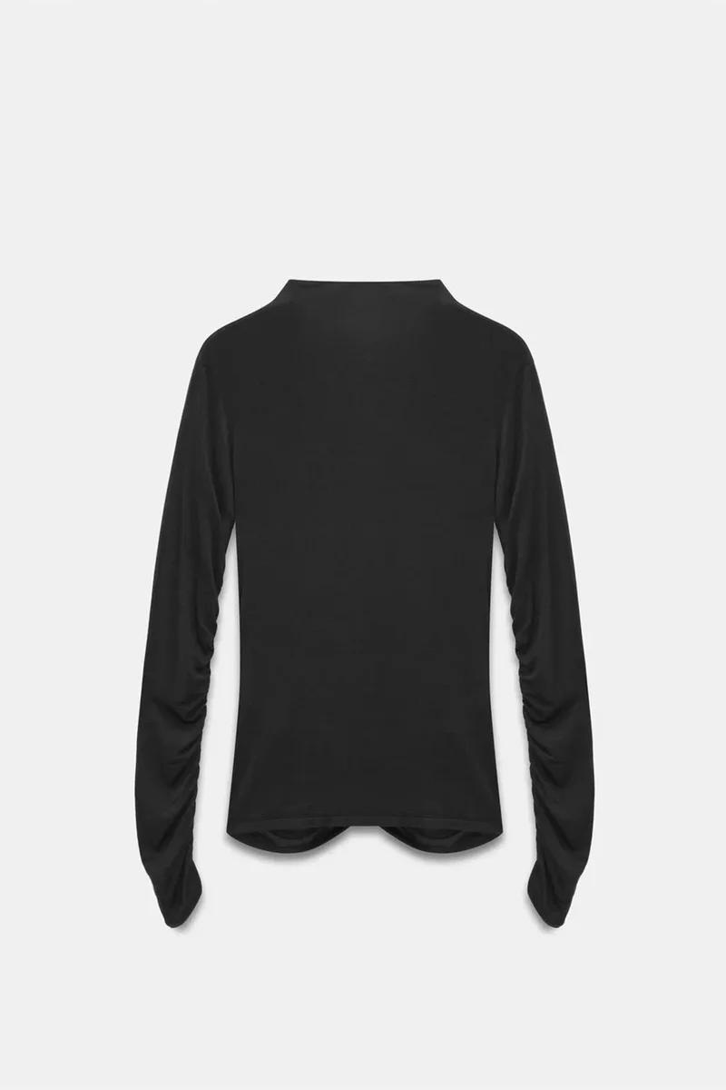 Dilvin Black DILVIN Slim Fit Long Sleeve Jersey Blouse for Women | Best Price UAE