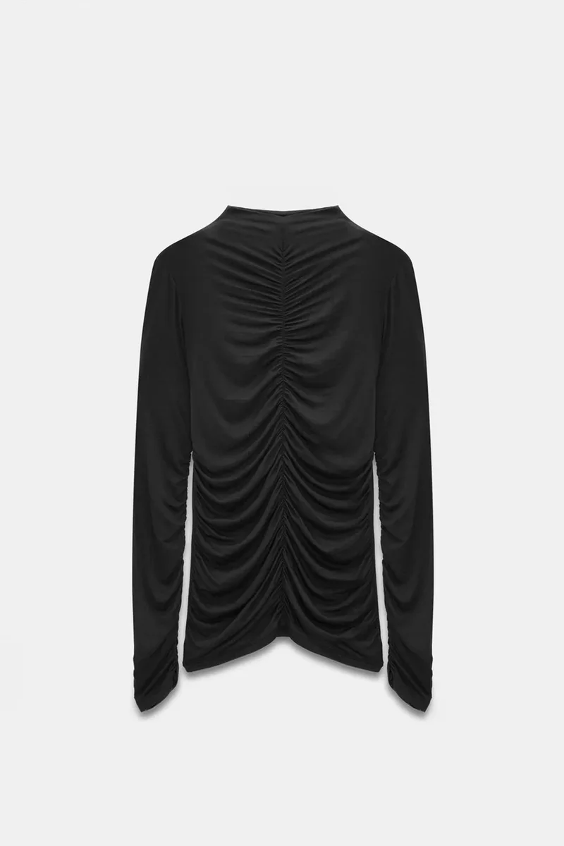 Dilvin Black DILVIN Slim Fit Long Sleeve Jersey Blouse for Women | Best Price UAE