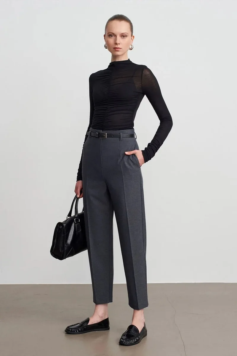 Dilvin Black DILVIN Slim Fit Long Sleeve Jersey Blouse for Women | Best Price UAE