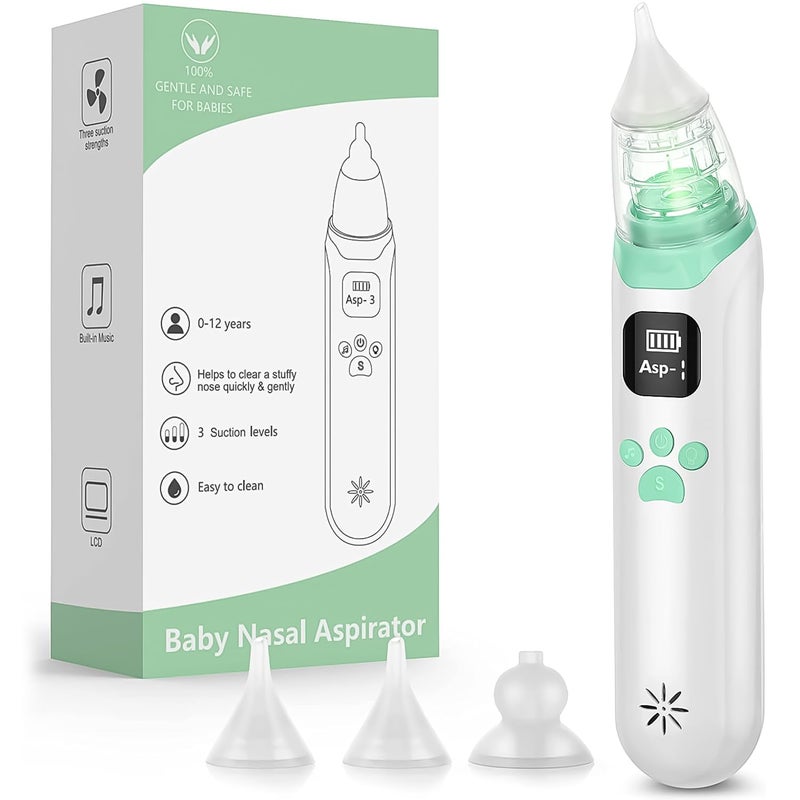 Wodoso Electric Nasal Aspirator, Nasal Aspirator with 3 Silicone Heads, Adjustable Suction Level, Relaxing Function with Music and Light. - Image 1