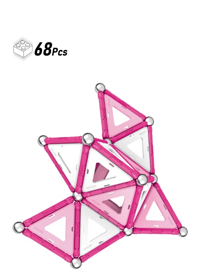 GEOMAG Geomag Pink Panels Magnetic Construction STEM Toy 68pcs  - Image 1