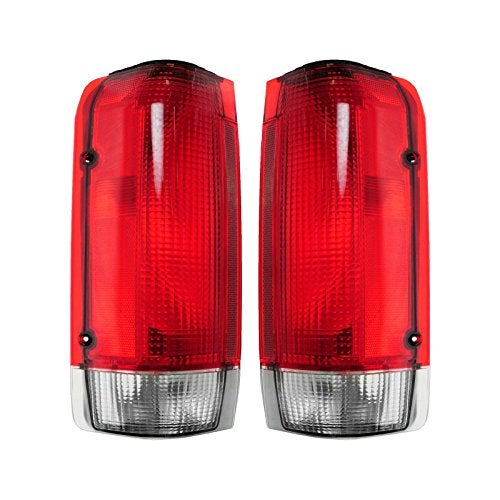 TRQ 2 Piece Driver & Passenger Side Tail Light Assembly Set Compatible with 1987-1990 Ford Bronco F150 F250 F350 FO2800104 FO2801103 - Image 1