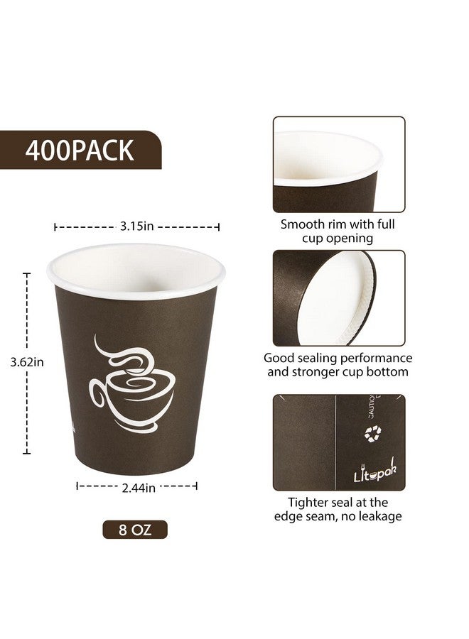 LITOPAK LITOPAK 400 Pack 8 oz Paper Cups, Brown Disposable Hot Coffee Cups for Party, Picnic, Travel, and Events - Image 2