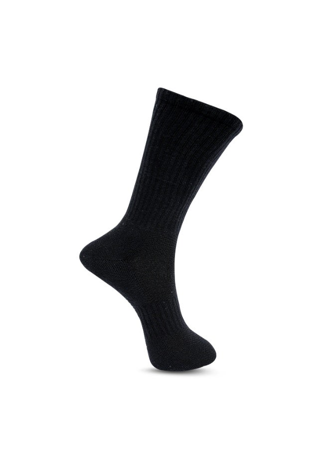 الورقة البيضاء 3 حزم من الجوارب نصف تيري بطول نصف الساق - مقاس واحد - أزرق، رمادي فاتح وأسود - Image 3