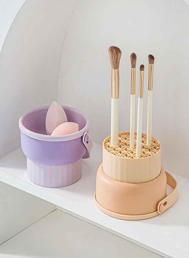 Silicone makeup brush cleaning bowl, powder puff storage rack, makeup egg cleaning workpiece, cosmetic makeup brush cleaning tool (Purple) - Image 5