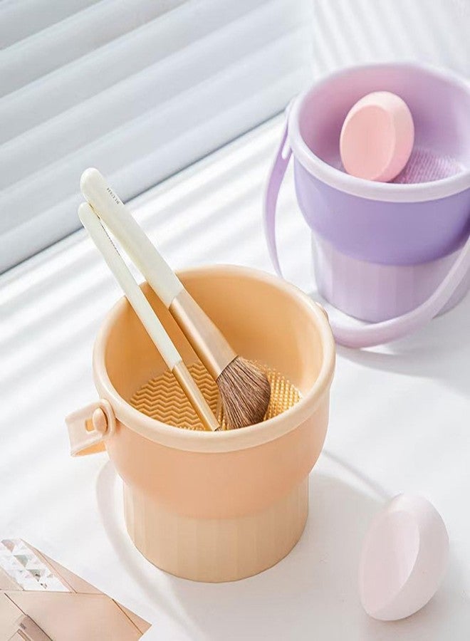 Silicone makeup brush cleaning bowl, powder puff storage rack, makeup egg cleaning workpiece, cosmetic makeup brush cleaning tool (Purple) - Image 2