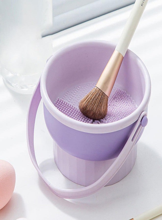Silicone makeup brush cleaning bowl, powder puff storage rack, makeup egg cleaning workpiece, cosmetic makeup brush cleaning tool (Purple) - Image 3