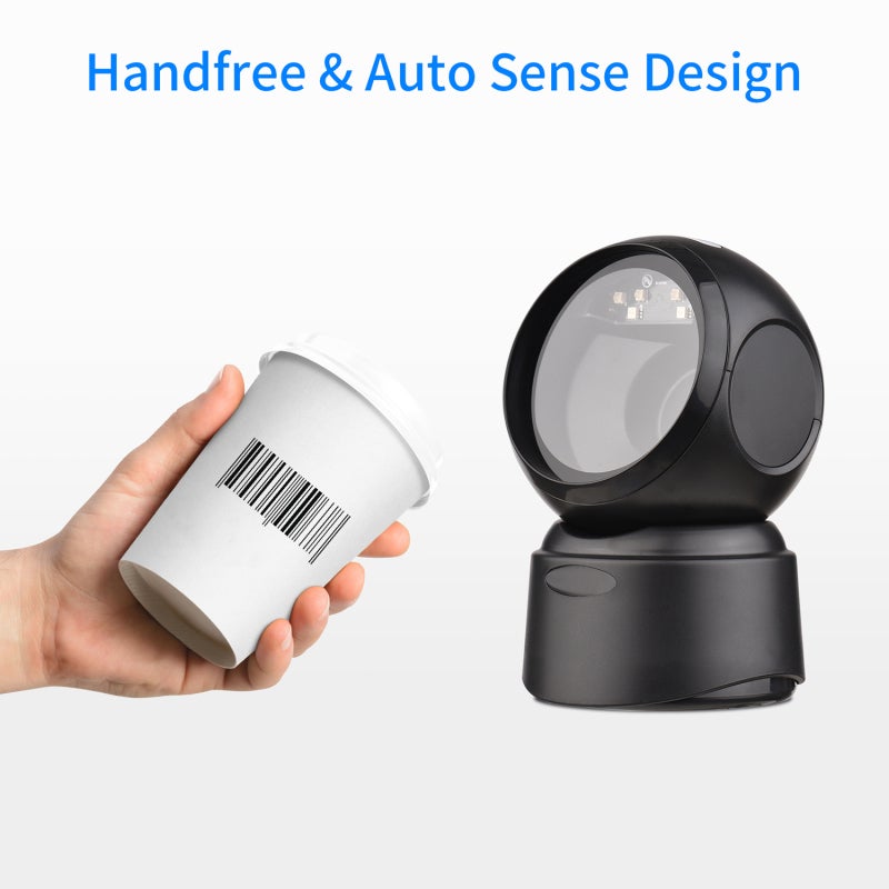 2D Barcode Scanner: Black Portable Desktop Hands-Free Stand - Plug And Play Super Fast Sensitive Decoding For Supermarkets Retail Stores Restaurants Warehouses - Image 2