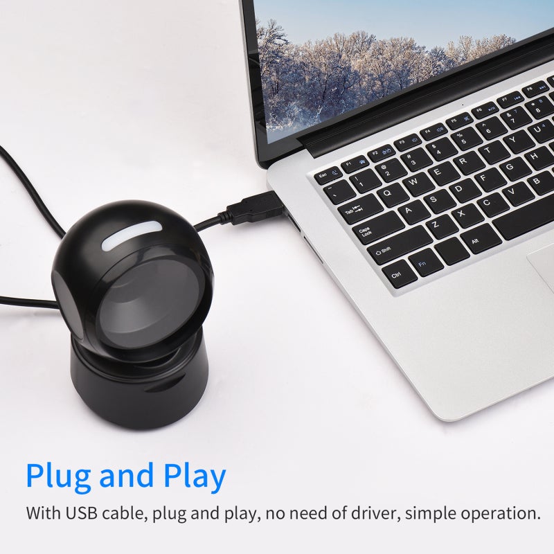 2D Barcode Scanner: Black Portable Desktop Hands-Free Stand - Plug And Play Super Fast Sensitive Decoding For Supermarkets Retail Stores Restaurants Warehouses - Image 5
