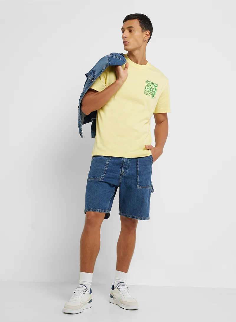 LACOSTE Logo Graphic Crew Neck Short Sleeve T-Shirt