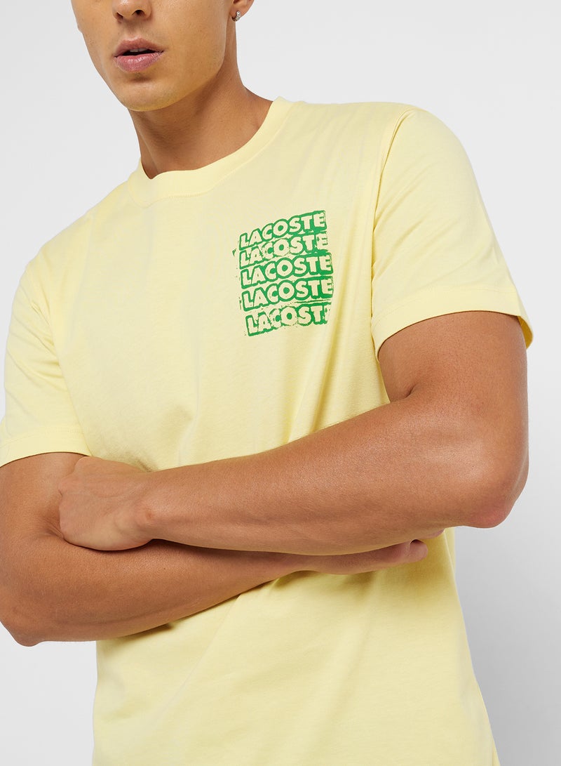 LACOSTE Logo Graphic Crew Neck Short Sleeve T-Shirt - Image 3