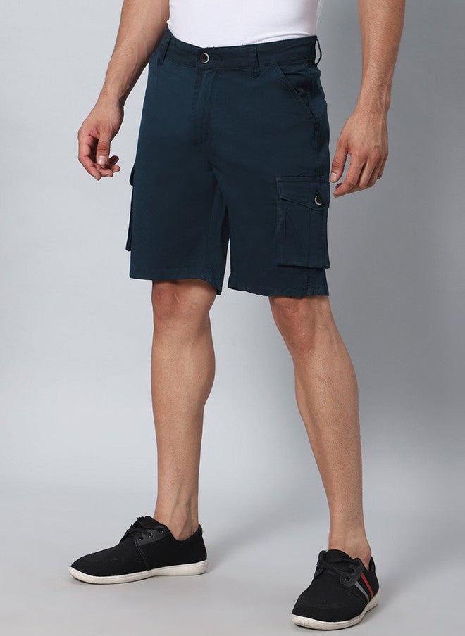 Hence Men Slim Fit Low-Rise Cargo Shorts in Navy Blue - Image 2