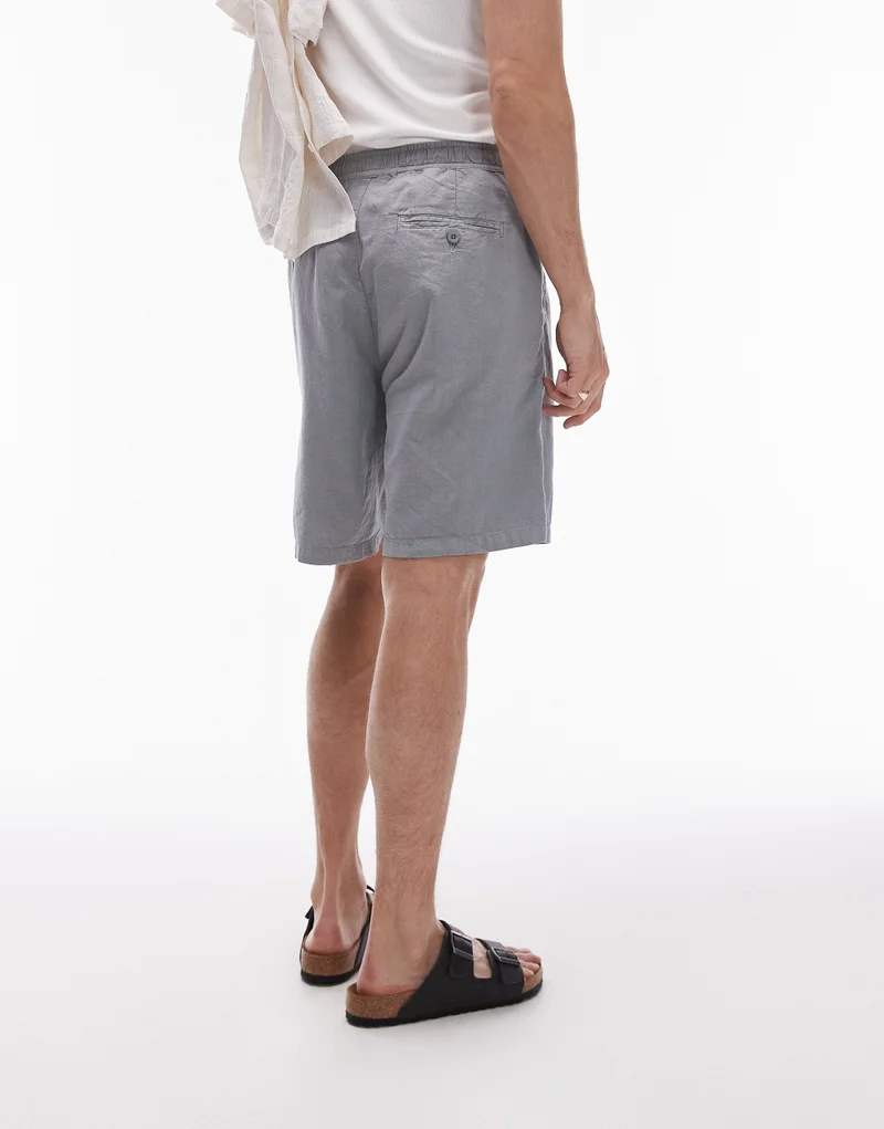 توب مان Linen Blend Casual Shorts