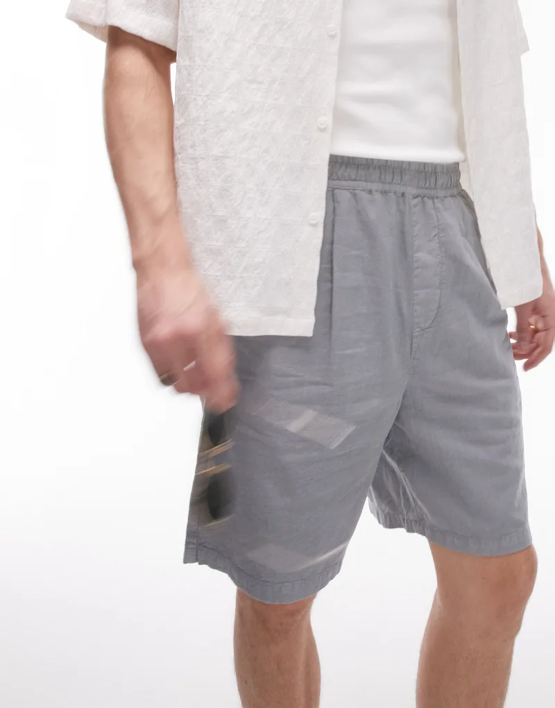 توب مان Linen Blend Casual Shorts