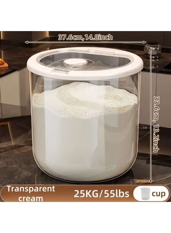 Food Grade Rice Storage Container 25KG Durable Flip Top Lid Kitchen Dispenser - Image 2