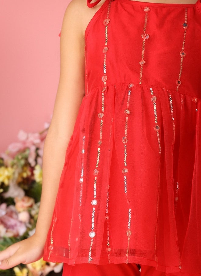 Saka Designs بلوزة عرقية حمراء للفتيات مع طقم شراة - Image 2