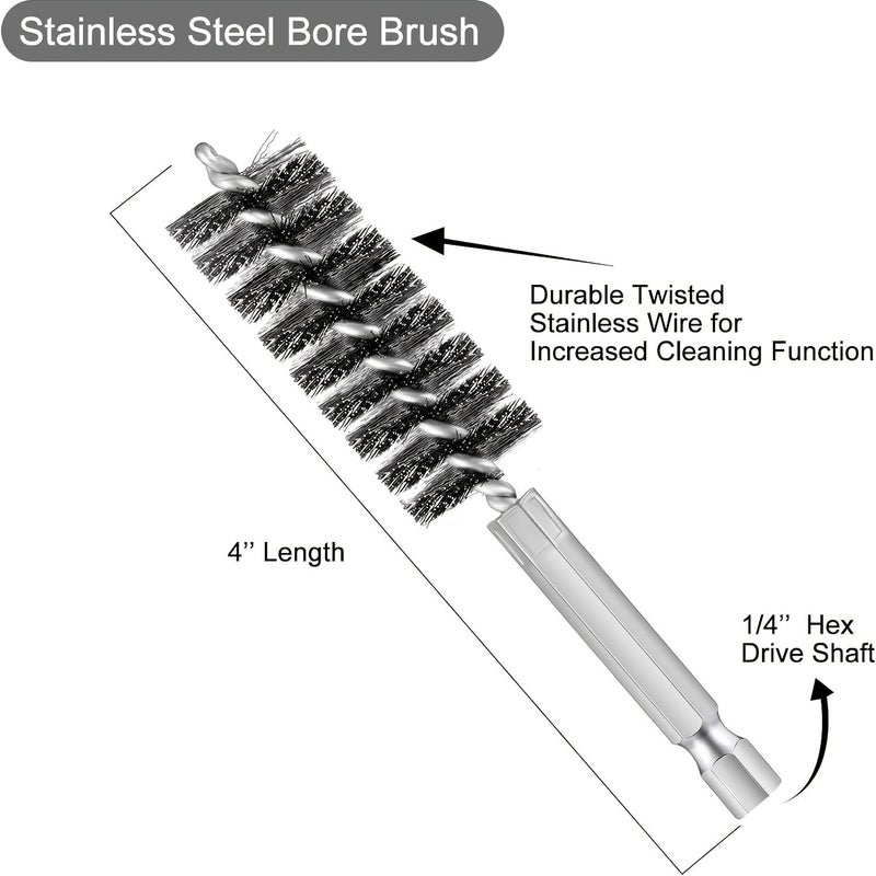 Wire Tube Brush 6pc Set Multi Specification Deburring Screws And Threads Rust Removal For Pipes 1 4 Inch Hexagonal Handle Design Dust Removal Corrosion Polishing - Image 2