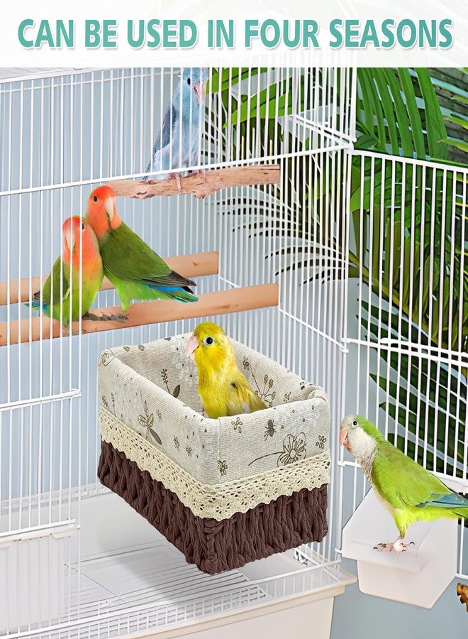 كاثسون بيت طيور كاتسون على شكل عش، سرير نوم للطيور، مصنوع من القش، مناسب لجميع الفصول، أرجوحة معلقة، سرير طيور، كوخ دافئ، ملحقات قفص الطيور للببغاوات الصغيرة، الببغاوات الأسترالية، الكوكاتيل، الكونيور، ببغاء الكويكر (بني) - Image 4