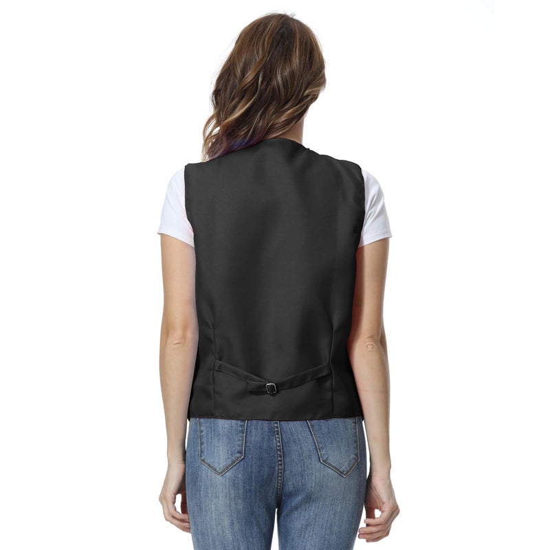 TopTie Unisex Button Vest Work Wear Uniform Vest-Black-M - Image 5