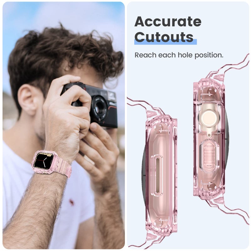 Tensea حزام تينسيا متوافق مع ساعة آبل 38mm 40mm 41mm 42mm 44mm 45mm 46mm 49mm للنساء والرجال، حزام ناعم لطيف مع غلاف واقي، ملحقات سوار لساعة آبل الترا سلسلة 10 9 8 7 SE 6 5 4 3 2 1 - Image 4