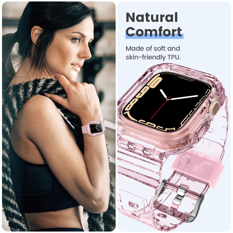 Tensea حزام تينسيا متوافق مع ساعة آبل 38mm 40mm 41mm 42mm 44mm 45mm 46mm 49mm للنساء والرجال، حزام ناعم لطيف مع غلاف واقي، ملحقات سوار لساعة آبل الترا سلسلة 10 9 8 7 SE 6 5 4 3 2 1 - Image 3