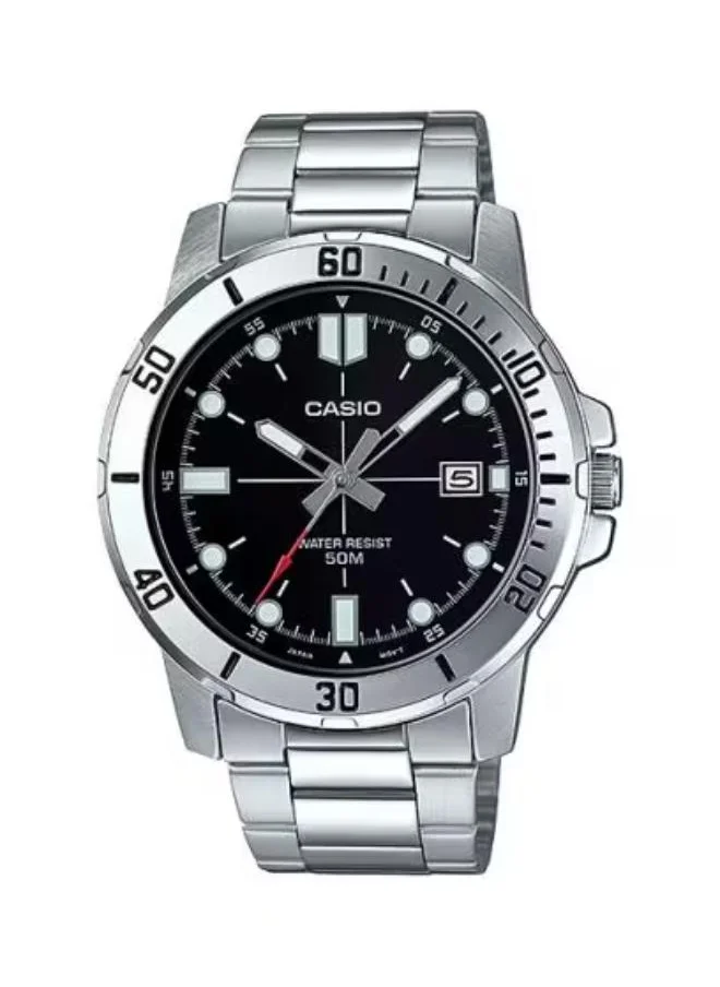 كاسيو Men's Analog Display Watch With Silver Stainless Steel Strap - MTP-VD01D-1E