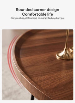 Sharpdo Minimalist Nesting Table Set Round-shaped End Table for Living Room Natural Style Coffee Table with 2 Units (70*70*46+50*50*39CM)  - Image 5