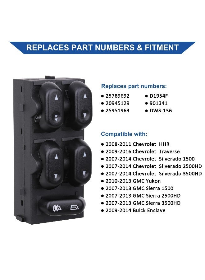 Starwell Power Master Window Switch, Compatible with 2004-2008 Ford F150, 2003-2006 Ford Expedition, 2003-2008 Crown Victoria, Lincoln Mark LT, Mercury Grand Marquis and Marauder, OE 5L1Z14529AA 901339  - Image 2