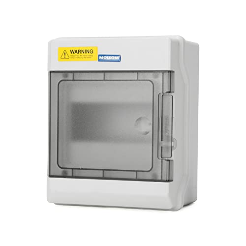 Mollom 6 Way Power Distribution Box with Bus Bars and Din Rail for Miniature Circuit Breaker MCB, Waterproof IP66.Padlock Available for Indoor and Outdoor Use - Image 1