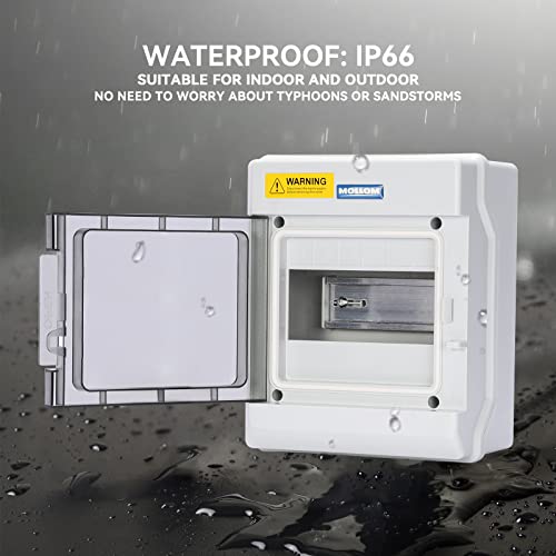 Mollom 6 Way Power Distribution Box with Bus Bars and Din Rail for Miniature Circuit Breaker MCB, Waterproof IP66.Padlock Available for Indoor and Outdoor Use - Image 3