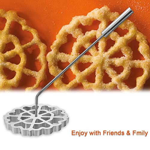 ROTEL Bunuelos Mold with Handle,Rosette Timbale Iron Set Aluminum Waffle Molds with Handle,Funnel Cake Ring,Molde Para Buñuelos De Viento Maker Mexicanos,Rosette Cookie Cutter Tool - Image 5