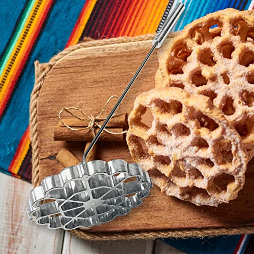 ROTEL Bunuelos Mold with Handle,Rosette Timbale Iron Set Aluminum Waffle Molds with Handle,Funnel Cake Ring,Molde Para Buñuelos De Viento Maker Mexicanos,Rosette Cookie Cutter Tool - Image 4