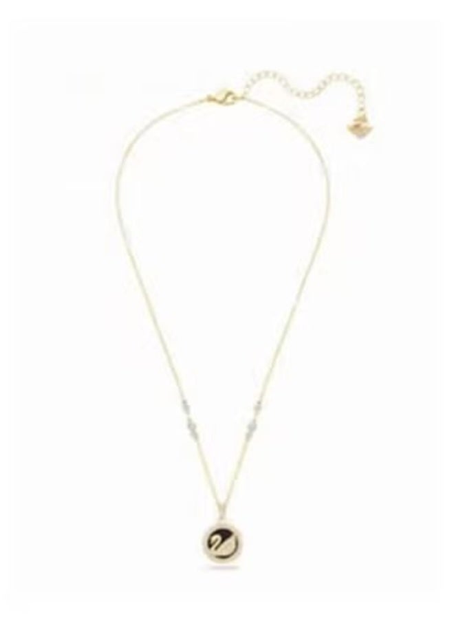 Chomel Gold-Tone Swan Logo Pendant Station Necklace