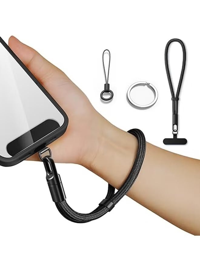 Kawkab Phone Lanyard with Keyring - Anti-Theft Adjustable Strap, Phone Accessory - Compatible with All Phone Cases, Multi-Functional Strap for Smartphones, Cameras, and Keys - Black - Image 1