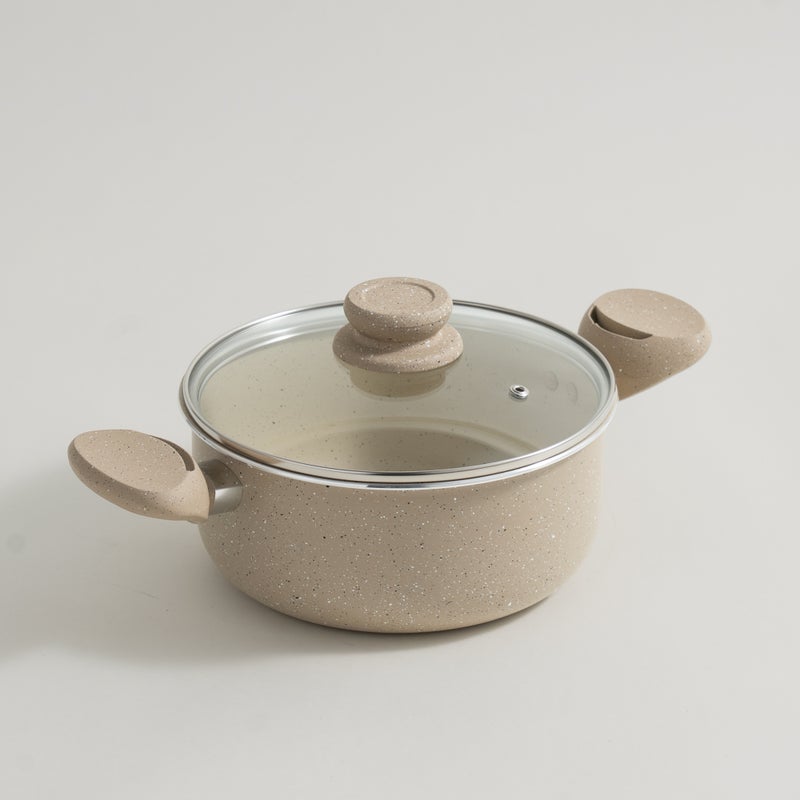 ألبرتو قدر ألومنيوم مع غطاء زجاج 5.0 لتر، كريمي - Image 1