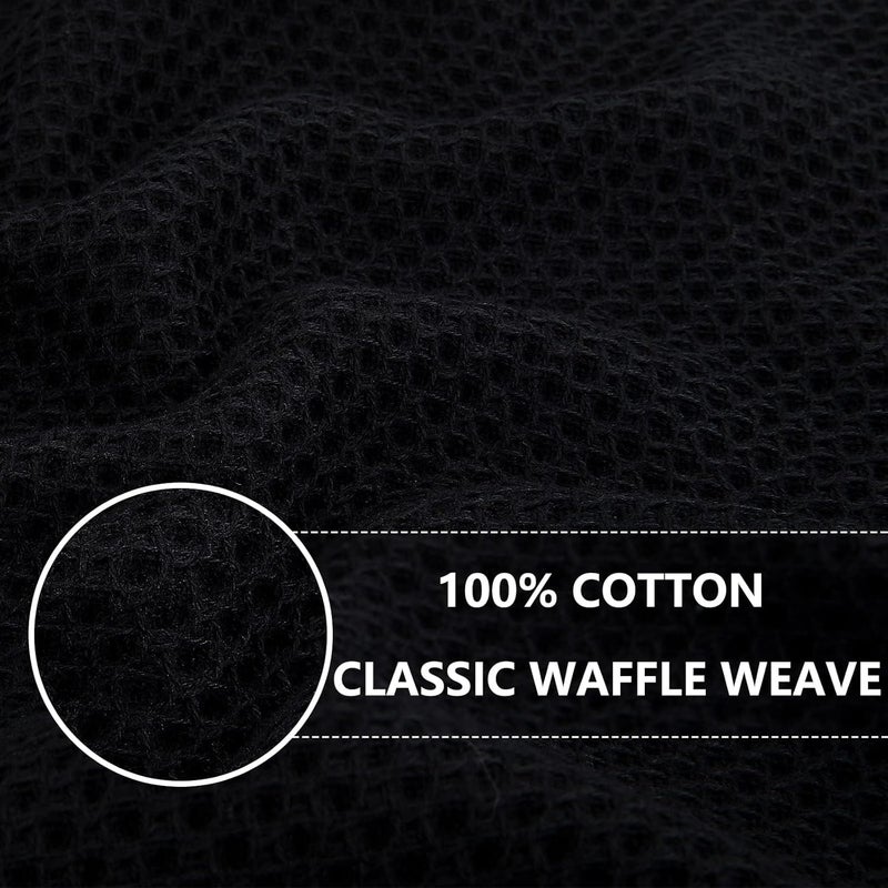 Homaxy 100% Cotton Waffle Weave Kitchen Dish Towels, Ultra Soft Absorbent Quick Drying Cleaning Towel, 13 x 28 Inches, 24-Pack, Black - Image 2