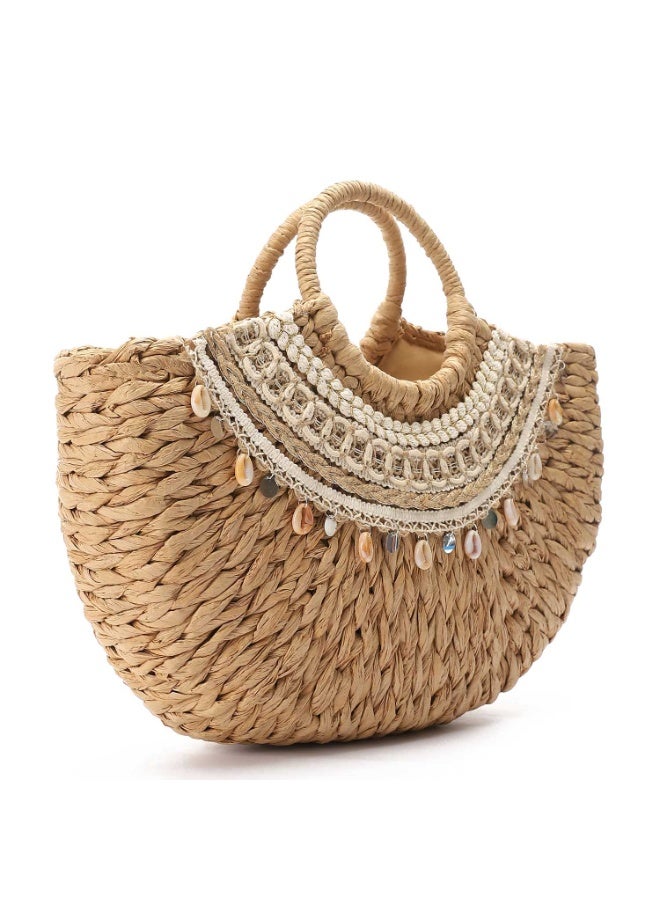 Mr.joe Mr Joe Brown Bohemian Shell Embellished Woven Bag – Chic Beach With Vacation Purse 4143 - Image 2