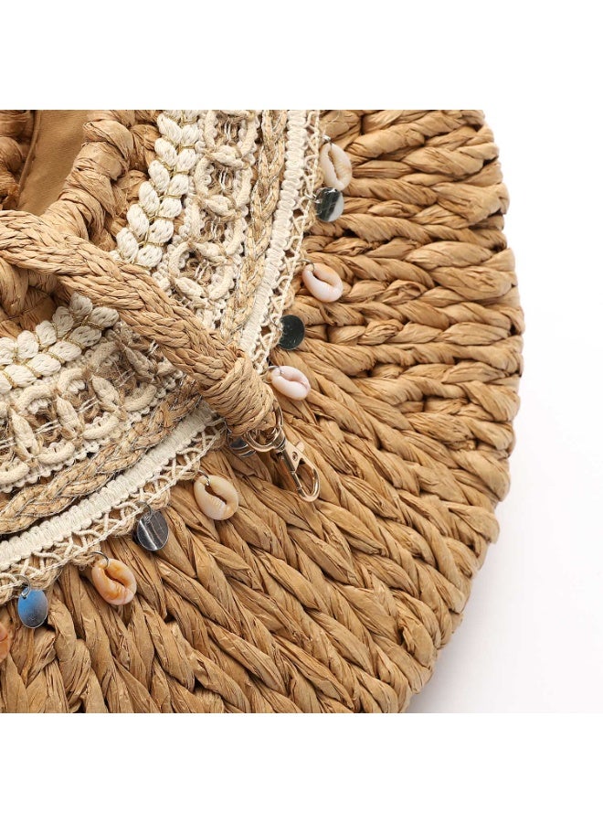 Mr.joe Mr Joe Brown Bohemian Shell Embellished Woven Bag – Chic Beach With Vacation Purse 4143 - Image 4