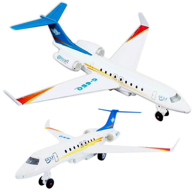 OTONOPI Airplane Toy Die Cast Metal Plane Toy G650 Model Single Airlines Pull Back Bump and Go Airbus Plane with Lights and Sounds for Kids Boys and Girls Age 3 Up for Gift and Collection with Stand - Image 2