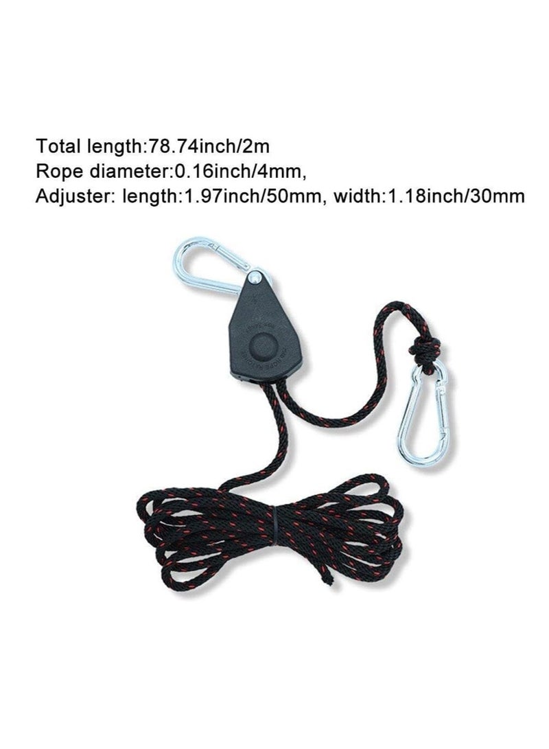 KASTWAVE 4 Pcs Tent Guy Ropes with Pulley Tent Guide Rope with Stainless Steel Adjuster Camping Nylon Rope Fastener Stopper Tightener for Outdoor Camping Hiking - Image 2