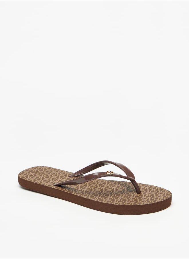 Celeste - Womens All-Over Monogram Print Flip Flops - Image 1