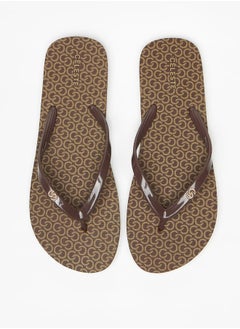 Celeste Womens All-Over Monogram Print Flip Flops  - Image 2